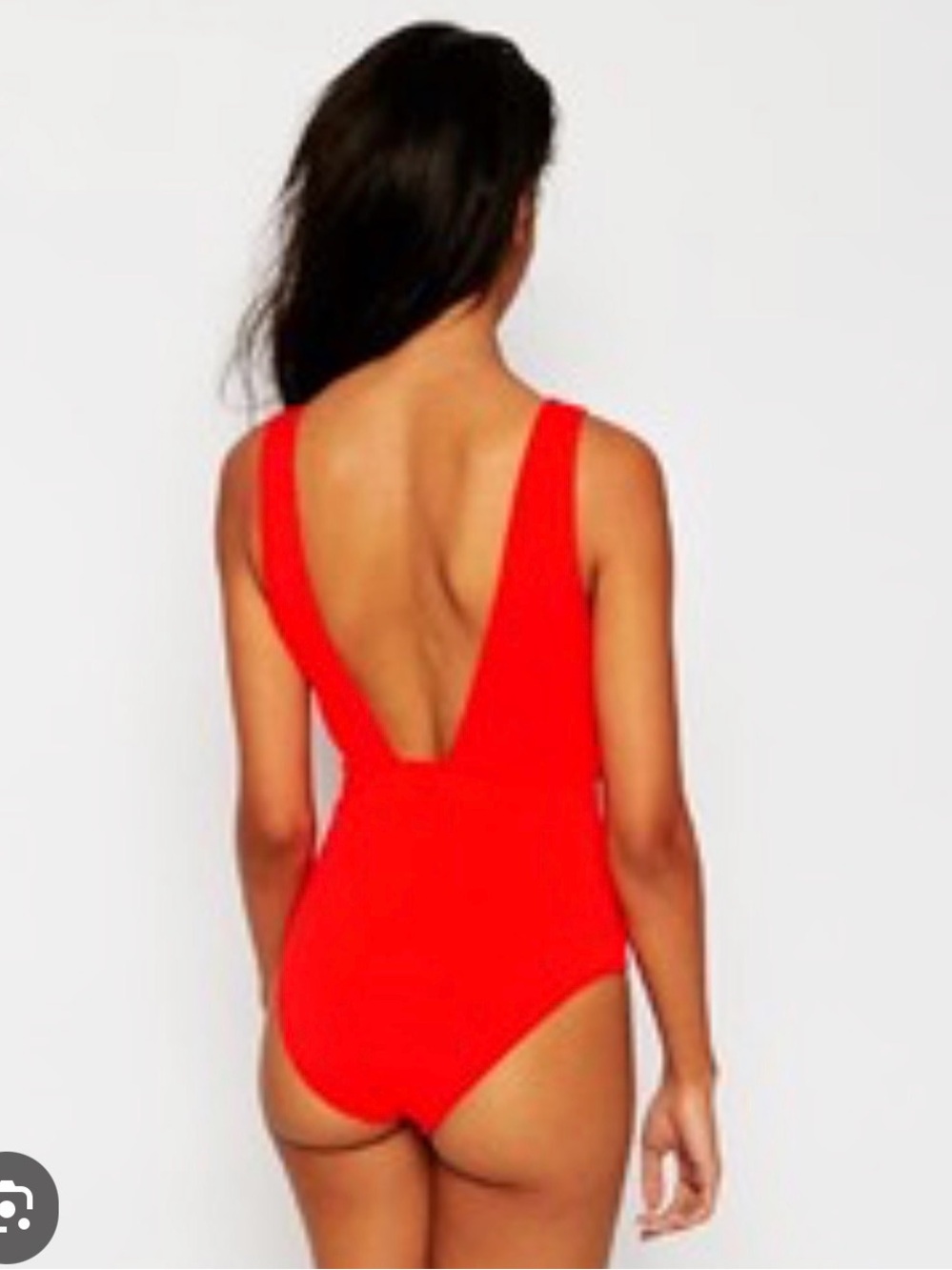 ASOS High Waist Deep Plunge Swimsuit - Red